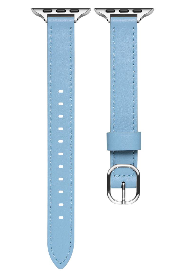 Carmen Leather Apple Watch® Watchband, Main, color, ICE BLUE
