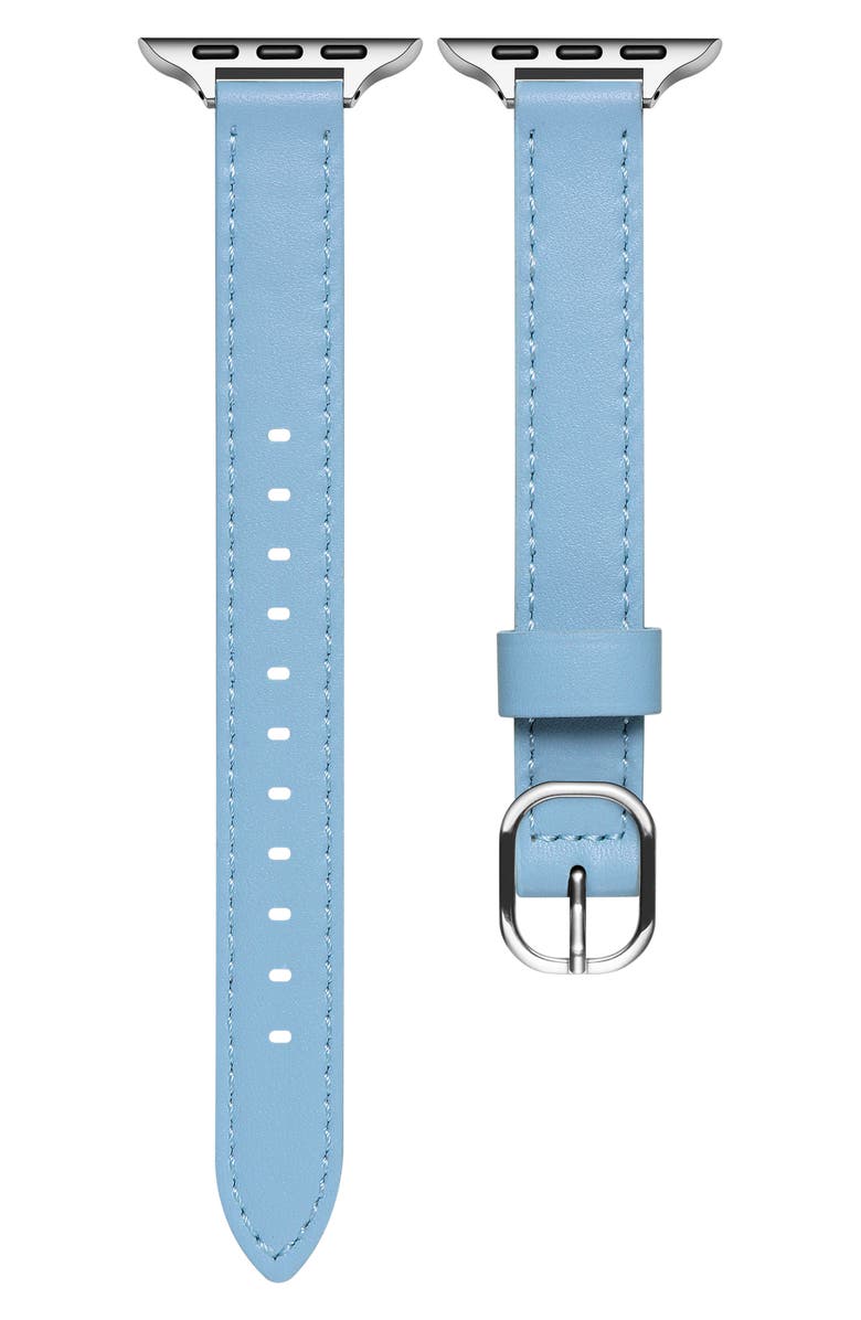 The Posh Tech Carmen Leather Apple Watch<sup>®</sup> Watchband, Main, color, Ice Blue