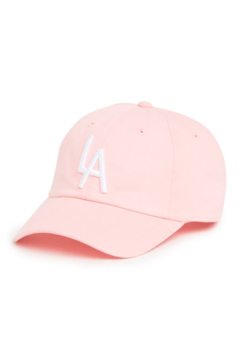 Los Angeles Embroidered Tonal Baseball Cap, Main, color, CLUB PINK