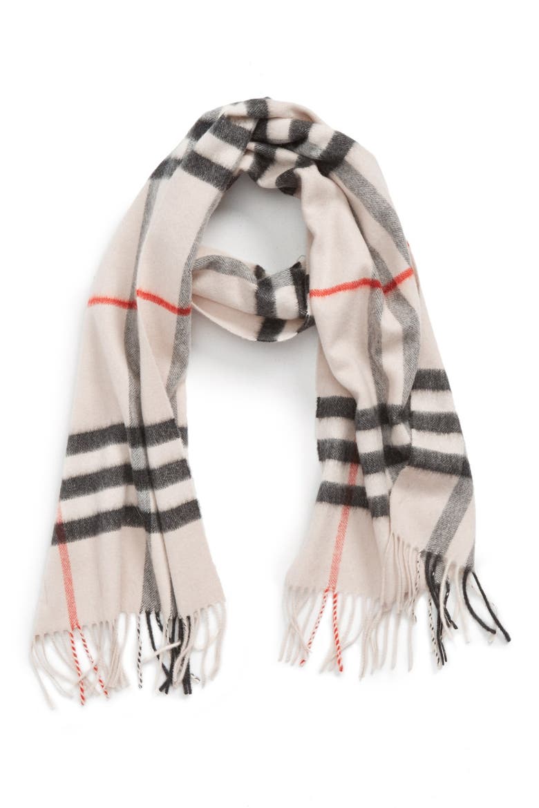 Giant Icon Check Cashmere Scarf, Main, color, STONE CHECK