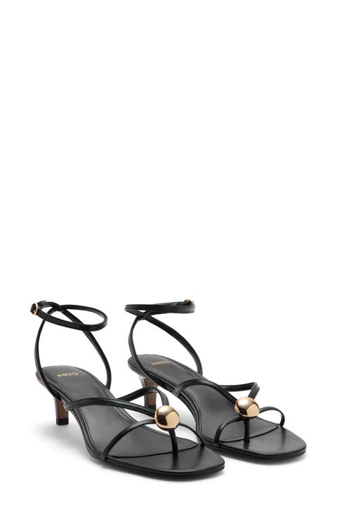 Metallic Bead Strappy Sandal
