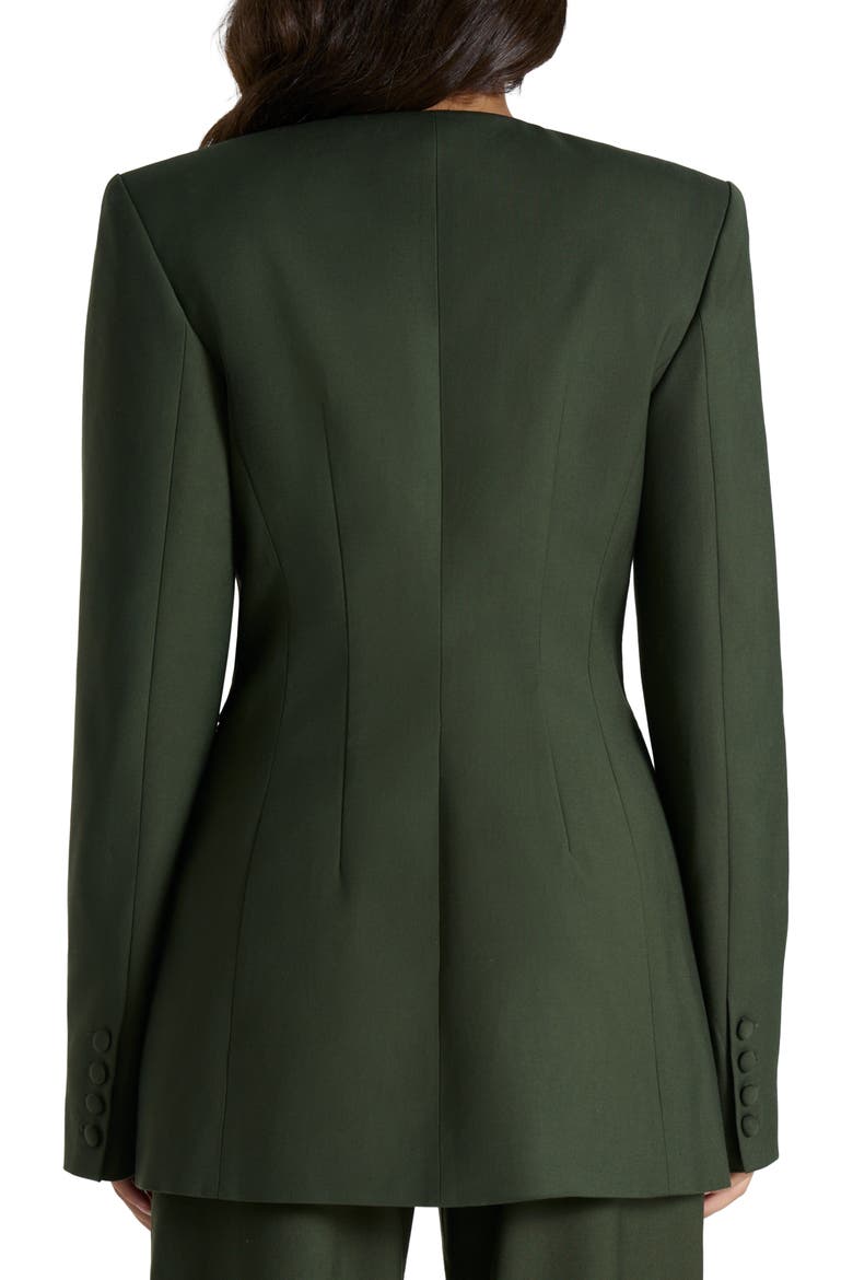 Power Shoulder Double Breasted Blazer, Alternate, color, OLIVE