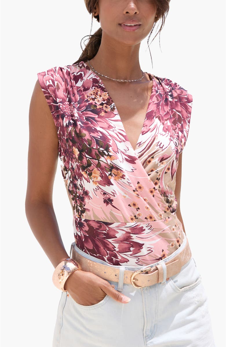 LASCANA Women's Wrap Look Top, Main, color, Taupe Berry