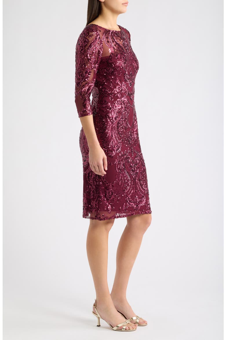 Beaded Cocktail Dress, Alternate, color, CRANBERRY