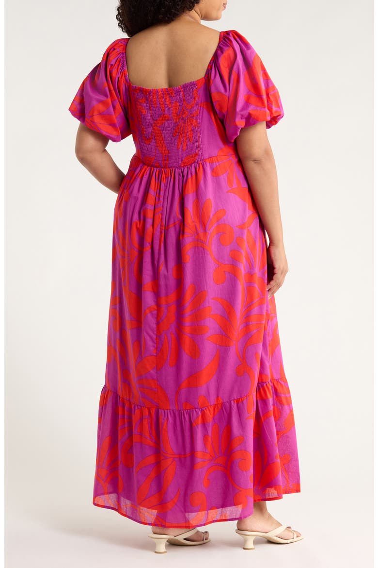 Arona Floral Xena Cotton Maxi Dress, Alternate, color, PURPLE ORANGE MULTI