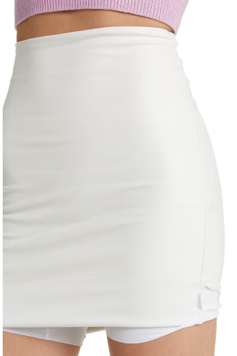 Faux Leather Miniskirt, Alternate, color, WHITE