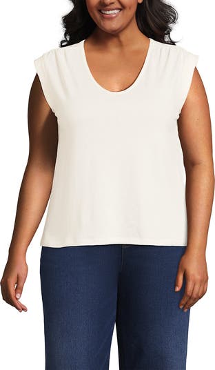 売れ筋商品|||ランズエンド カットソー トップス レディース Women's Linen Blend Cap Sleeve Gathered Shoulder Tee Black Lands' End Linen Blend Cap Sleeve Gathered Shoulder Tee
