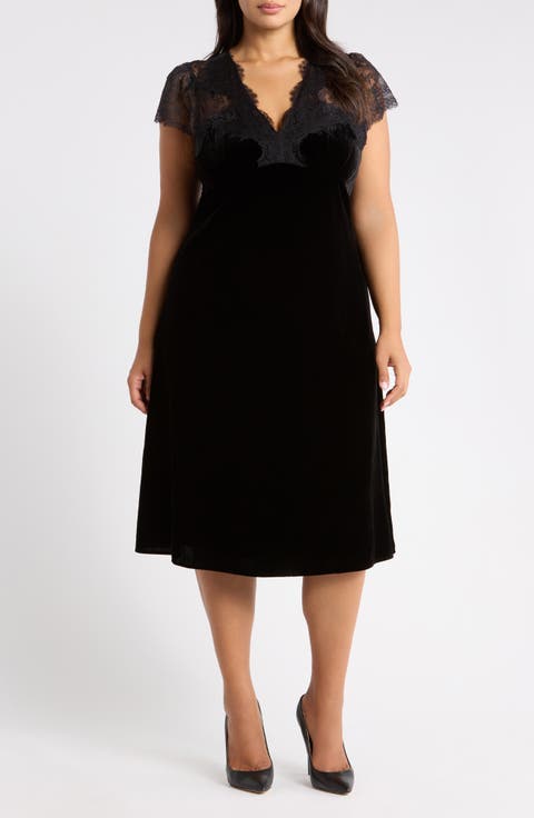 Lace and Velvet Midi Dress
