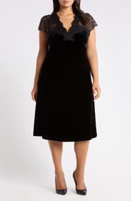 Chelsea28 Lace and Velvet Midi Dress