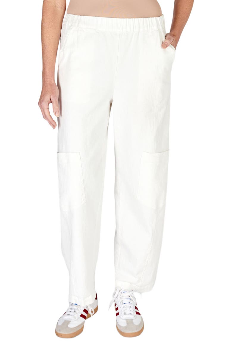 Alembika Relaxed, slightly tapered white denim pants, Main, color, 