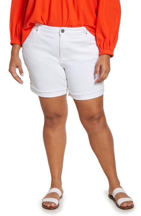 Catherine Boyfriend Denim Shorts (Optic White) (Plus Size)