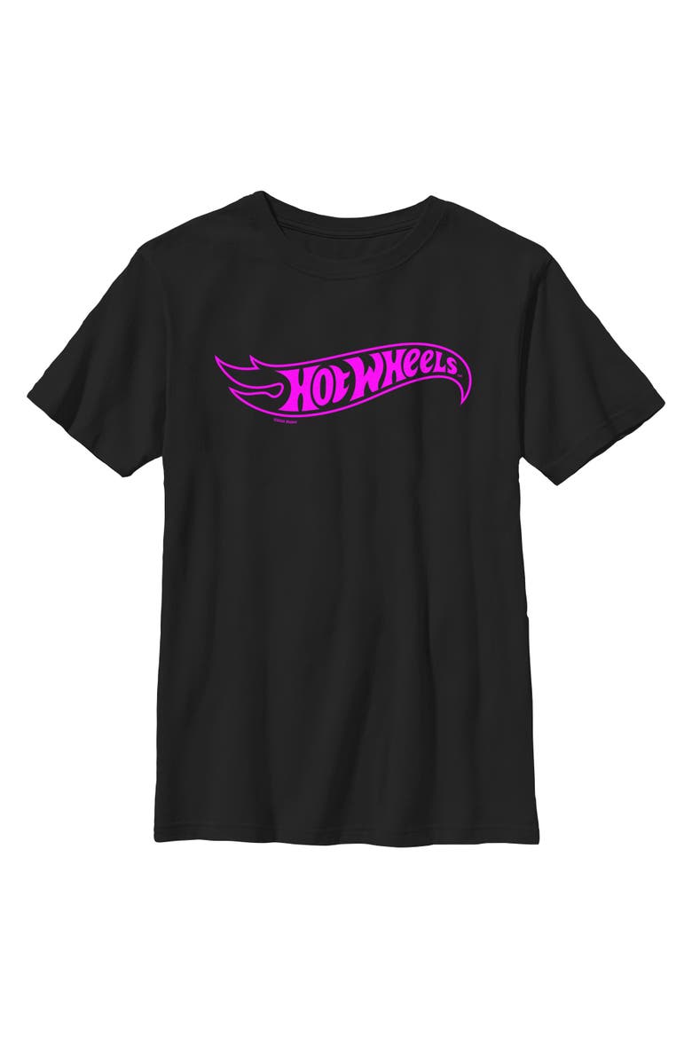 Boy's Hot Wheels Classic Pink Logo  Graphic T-Shirt, Main, color, Black