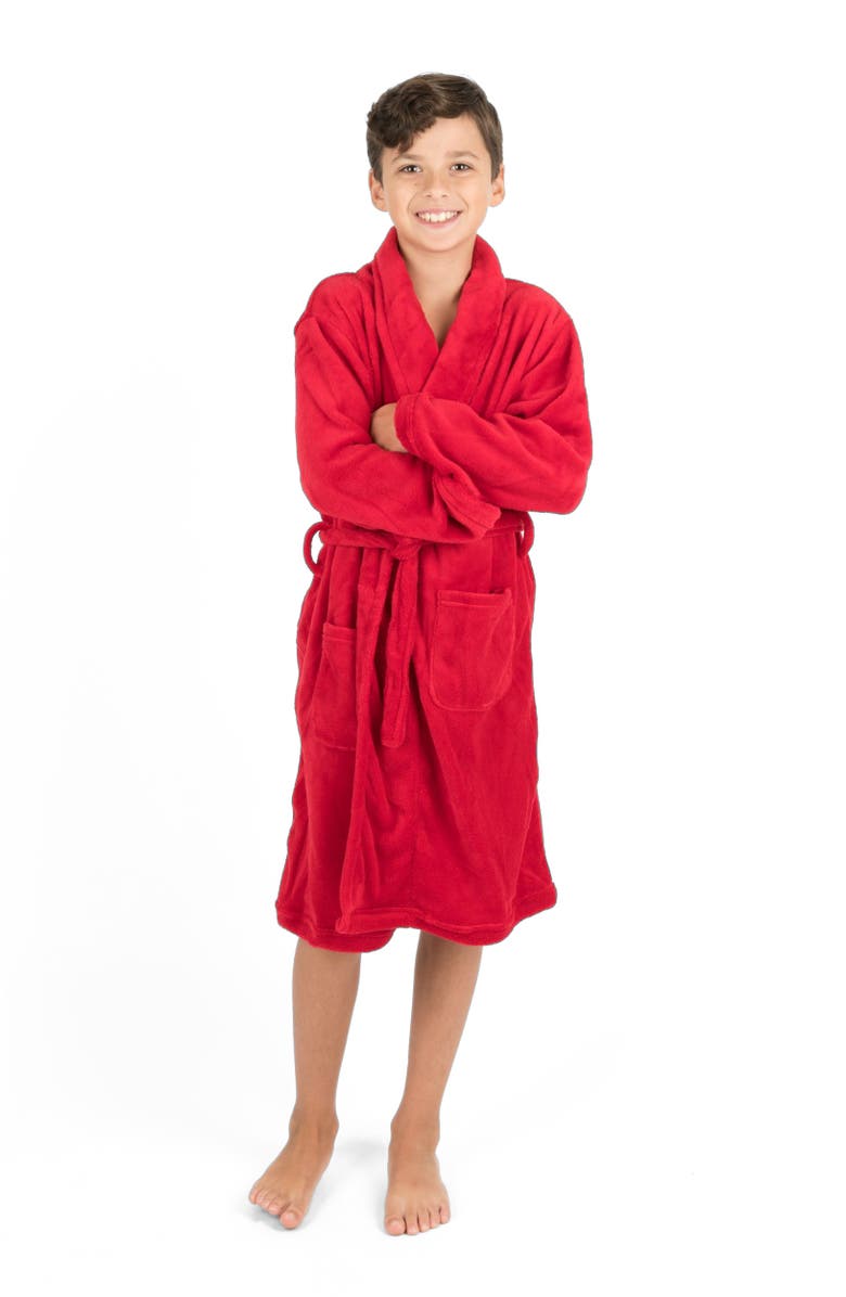 Leveret Kids Fleece Robe, Shawl Collar, Solid Colors, Main, color, Red