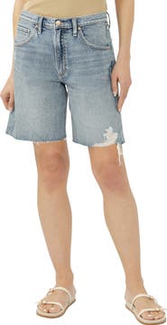 Silver Jeans Co. Relaxed Raw Hew Denim Bermuda Shorts