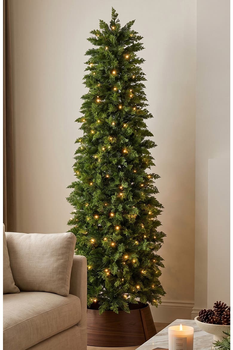 5ft/6ft Pre-lit Christmas Artificial Cypress Tree with Twinkling Lights and Remote Controller, Alternate, color, Green