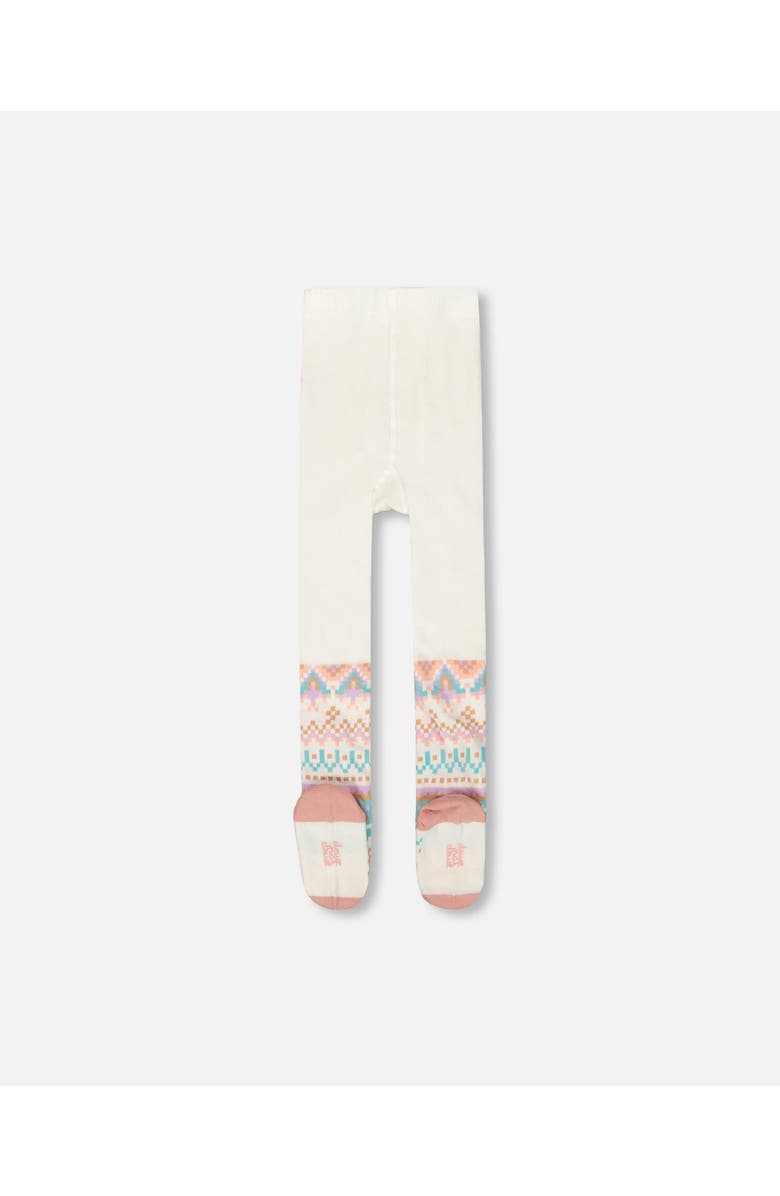 Deux par Deux Knit Tights with Norwegian Jacquard, Alternate, color, White, Pink And Turquoise