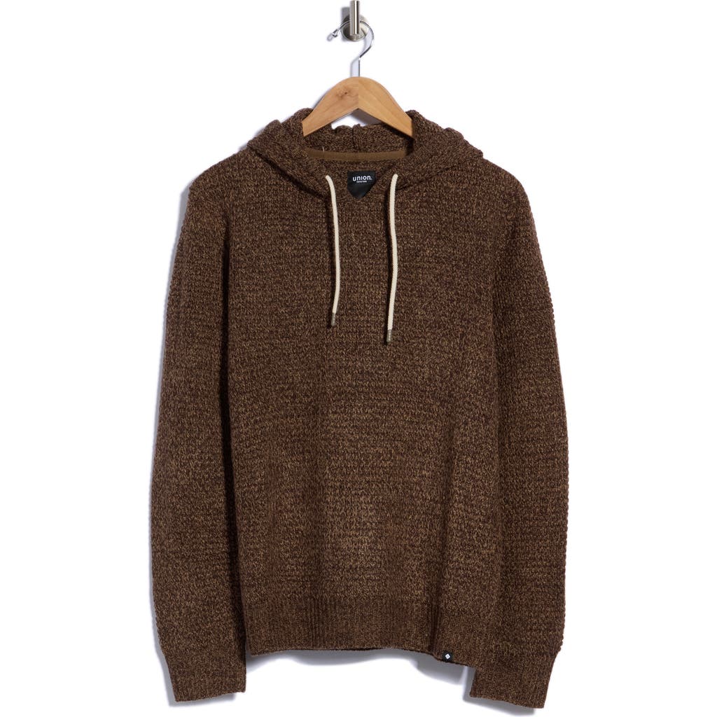 Union Milo Marled Thermal Stitch Hooded Sweater In Caffeine