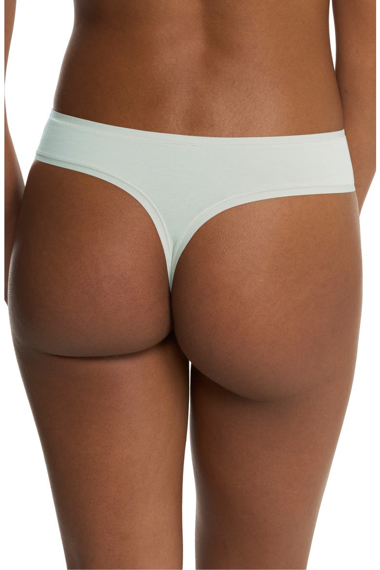 Bliss Bare Stretch Cotton Thong, Alternate, color, CLD GREEN