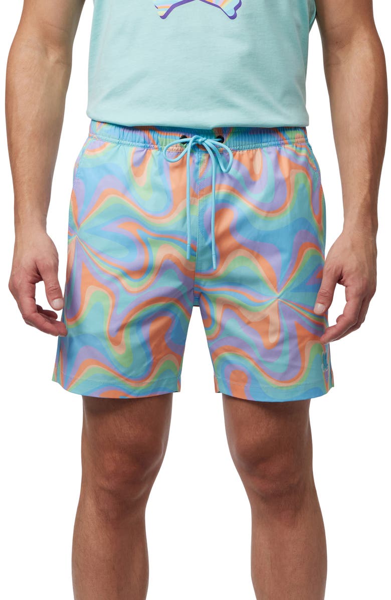 Psycho Bunny Bloomington Color Swirl Swim Trunks, Main, color,