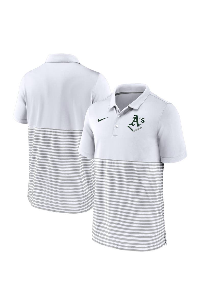 Nike Men's Nike White/Gray Athletics Home Plate Striped Polo, Main, color, White