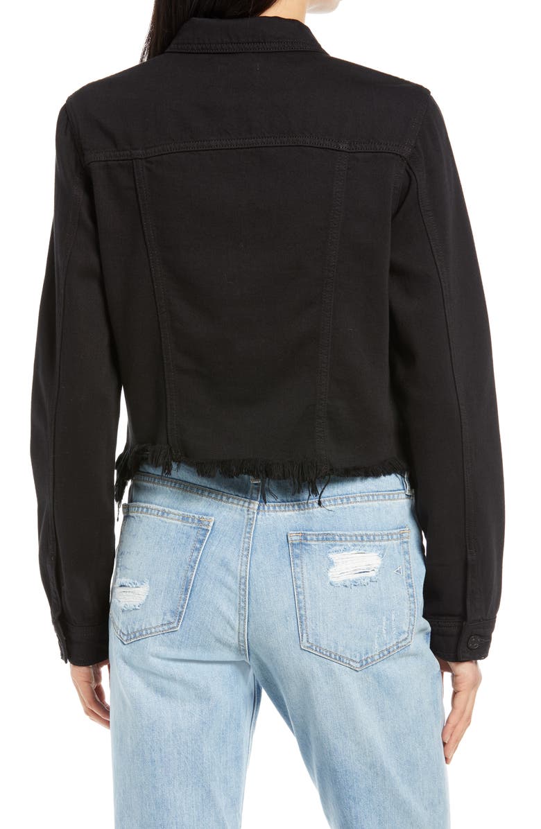 HIDDEN JEANS Fray Hem Denim Trucker Jacket, Alternate, color,
