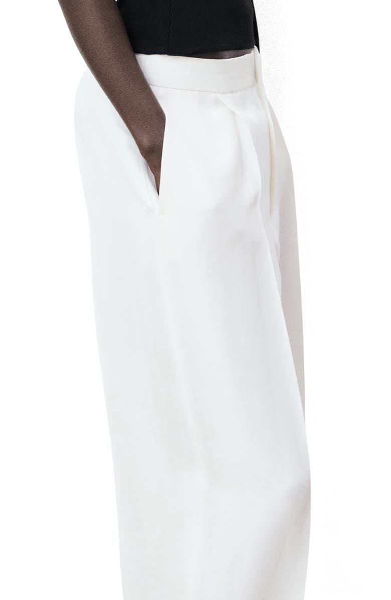MANGO Pleated Straight Leg Pants, Alternate, color, White
