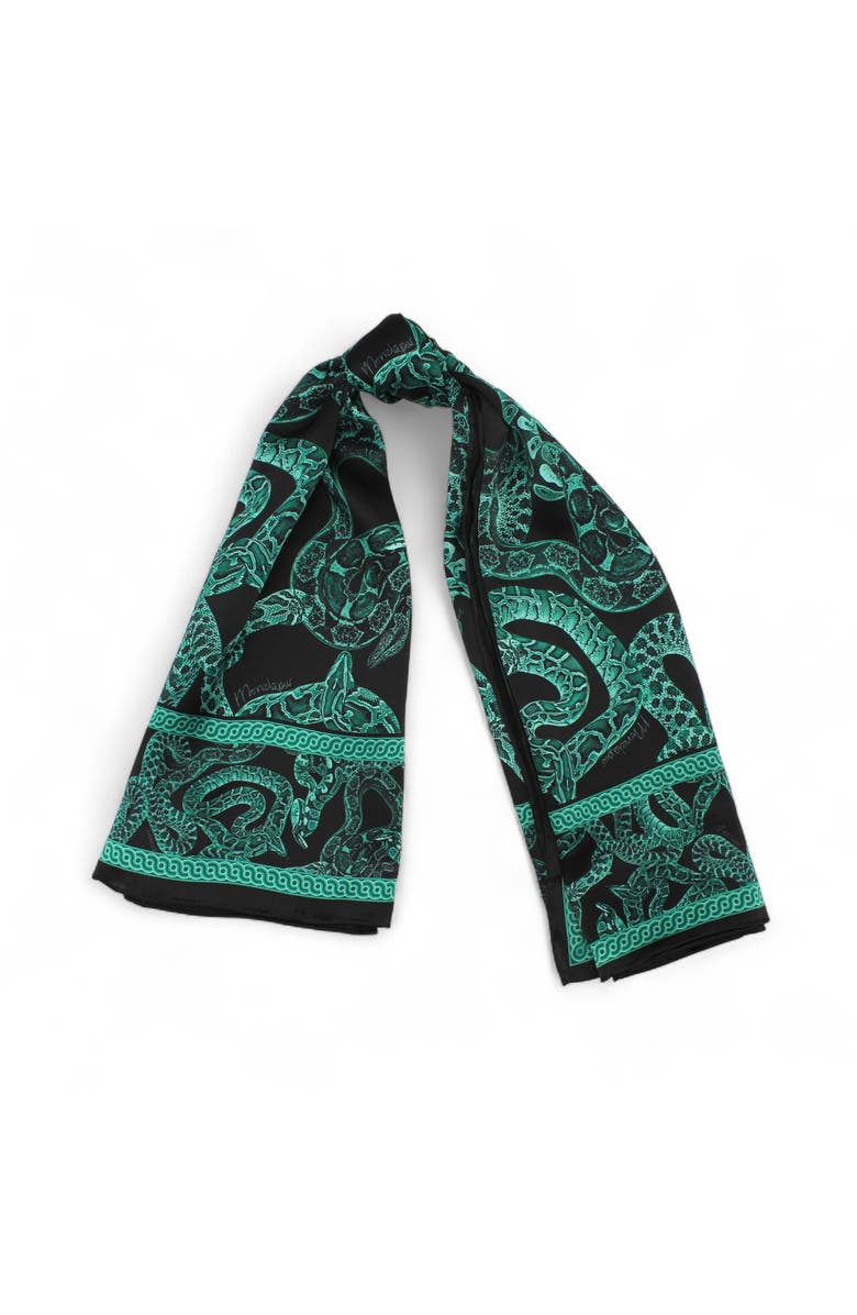Monzlapur Silk Serpent Noir Scarf, Alternate, color, Forest Green