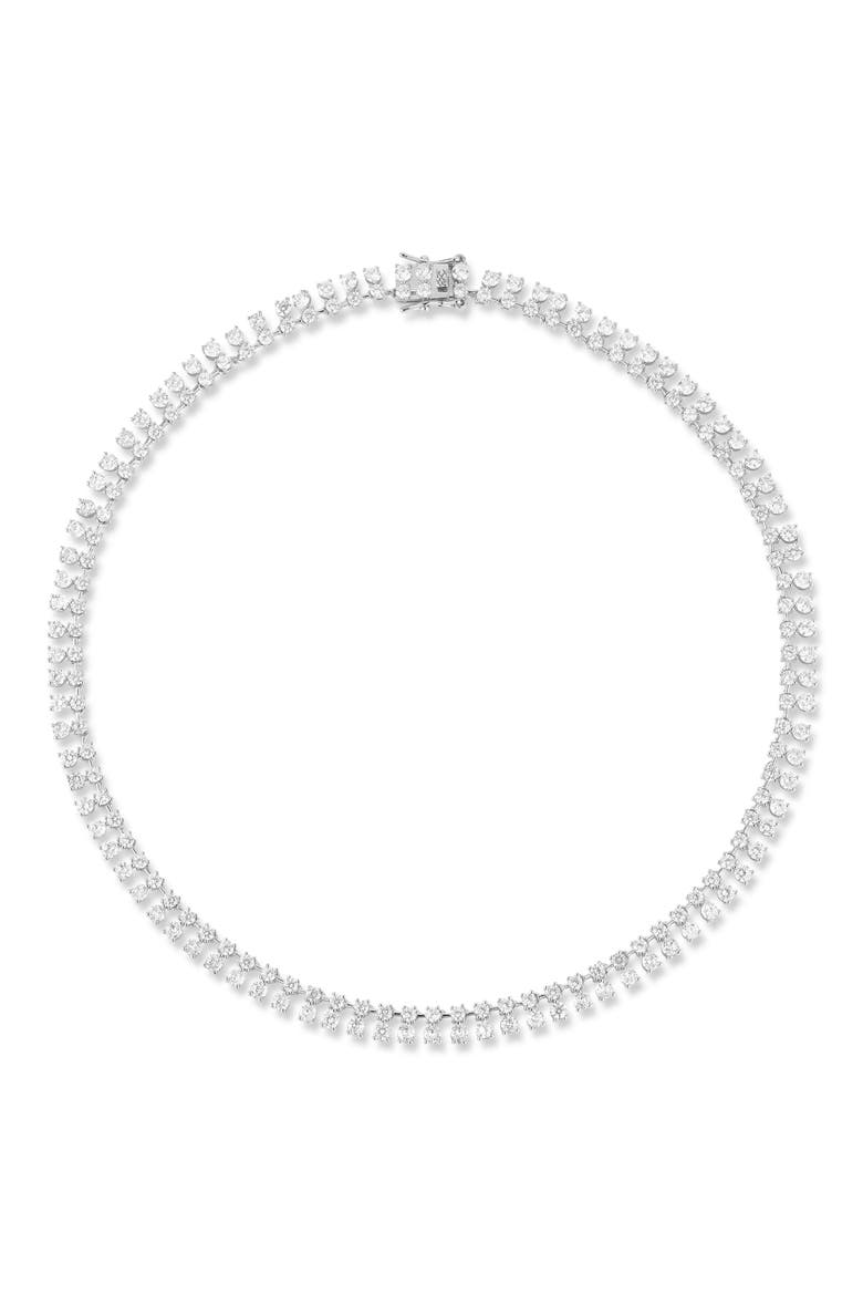 Cubic Zirconia Double Row Necklace, Alternate, color, SILVER