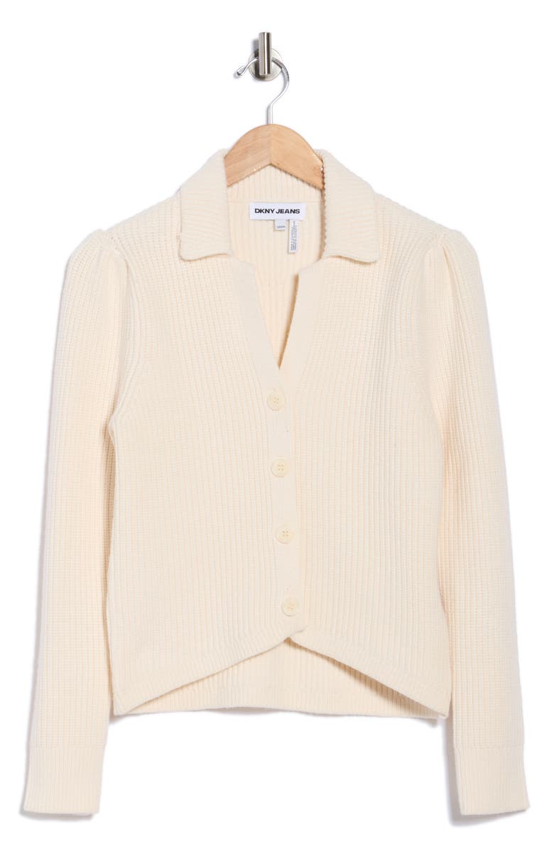 DKNY Jeans Johnny Collar Cardigan, Alternate, color, Blonde