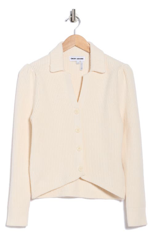 Dkny Jeans Johnny Collar Cardigan In White