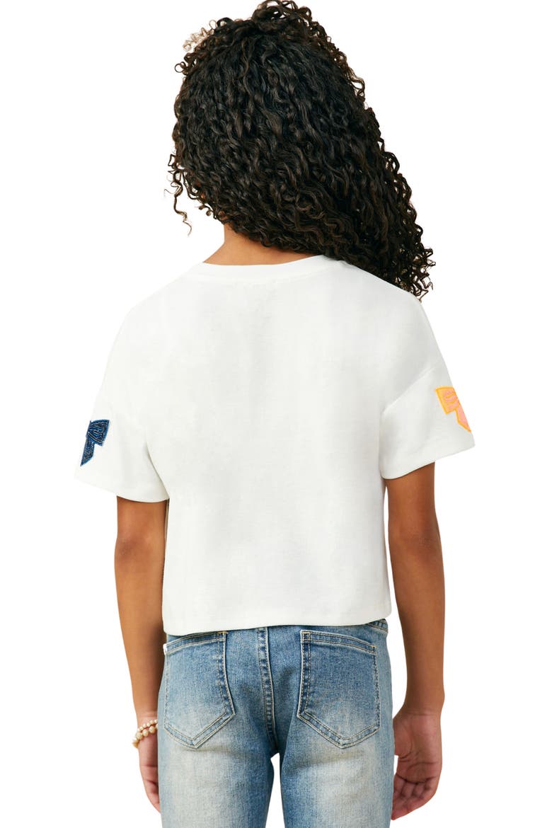 Kids' Gameday Sequin Bow Graphic T-Shirt, Alternate, color, WHITE/ ORANGE/ BLUE