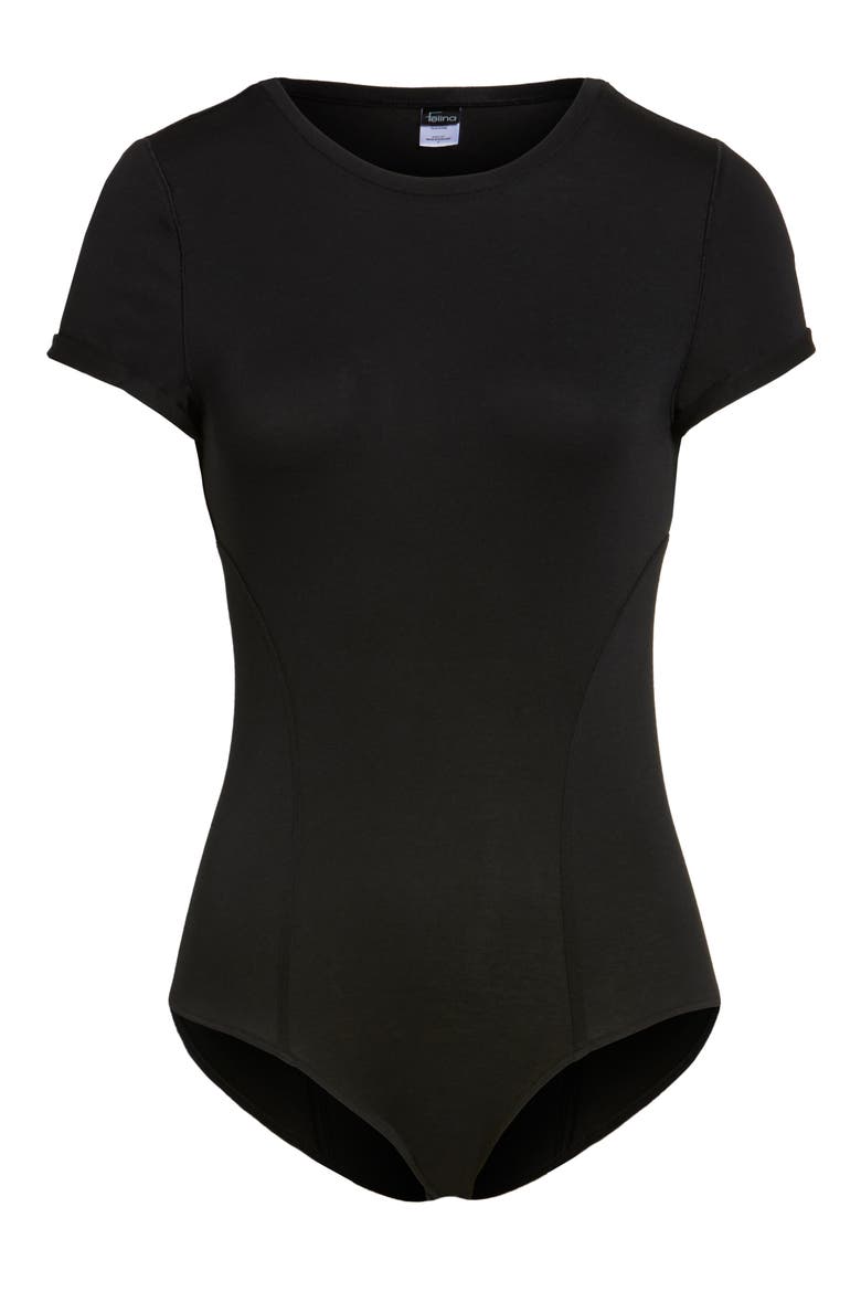 Short Sleeve Bodysuit, Alternate, color, BLACK