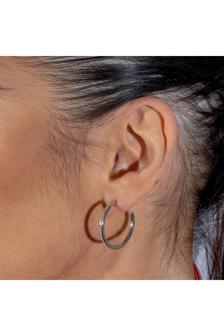 Skinny Drip Medium Hoop, Alternate, color, Sterling Silver