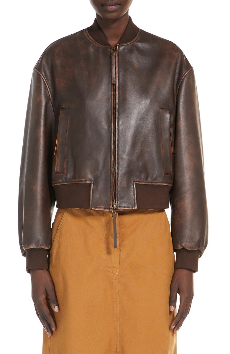 Weekend Max Mara Hiltex Leather Jacket, Main, color, 