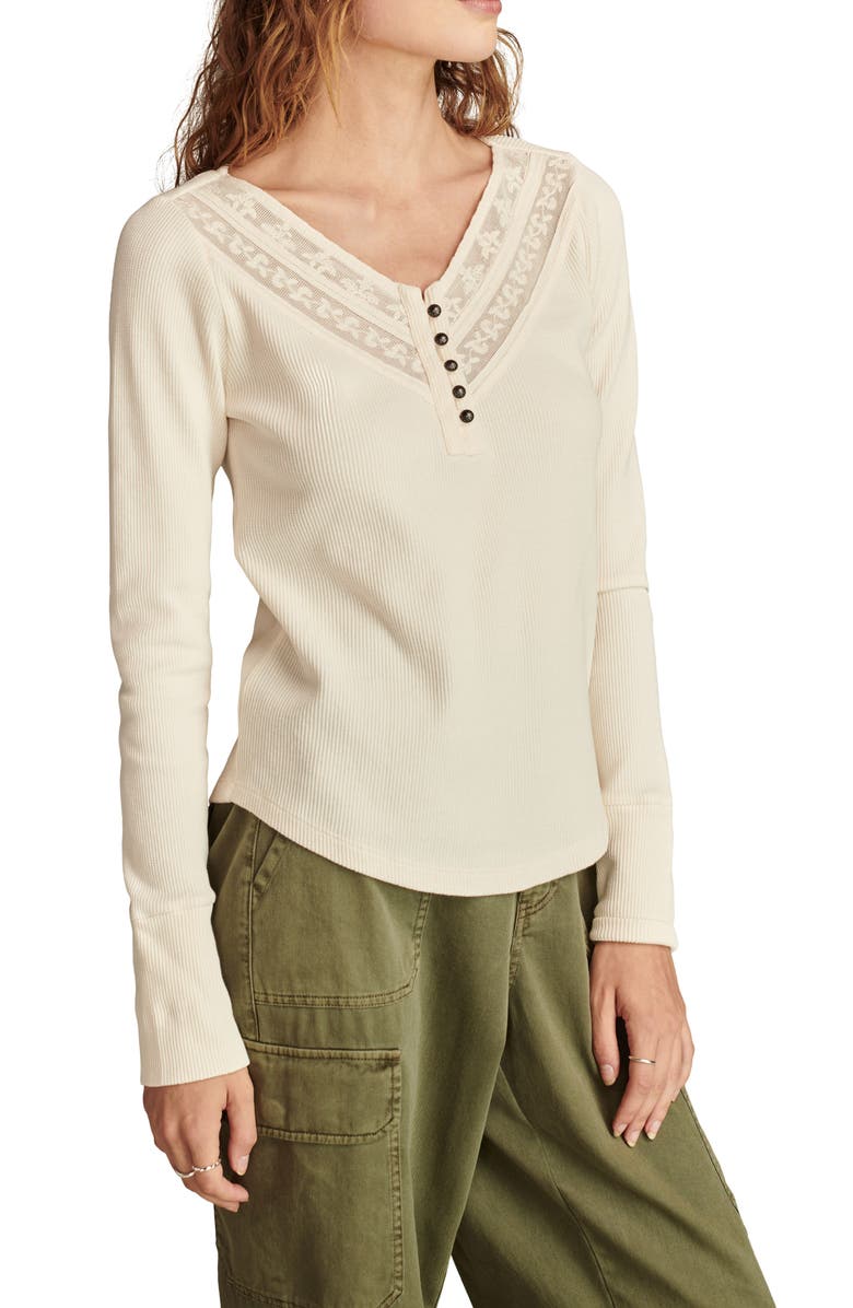 Lucky Brand Embroidered Mesh Henley, Alternate, color,