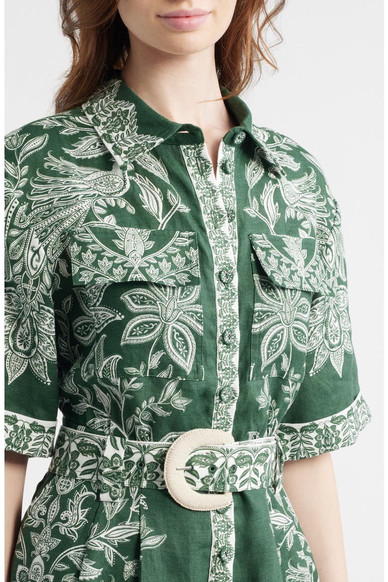 Miranda Belted Linen Utility Romper, Alternate, color, MIRANDA DARK GREEN