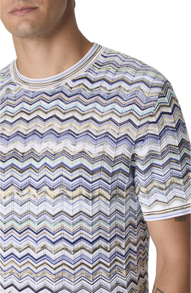 Missoni Cotton Knit T-shirt With Chevron Pattern, Alternate, color, Beige& White