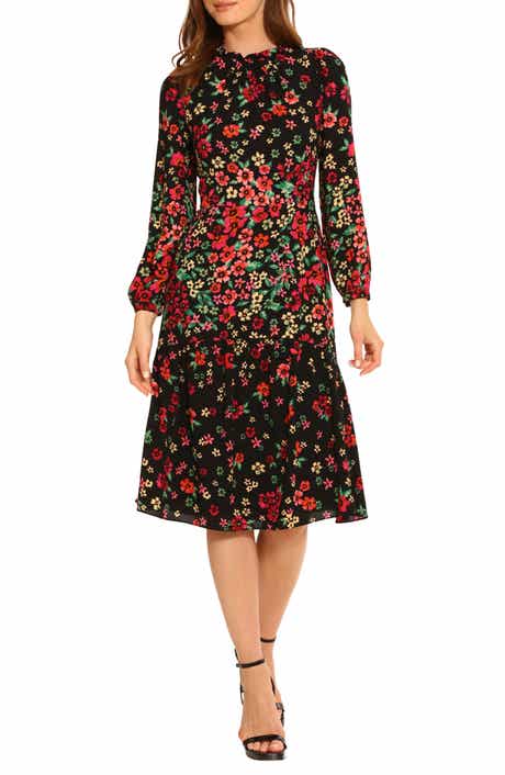 Floral Long Sleeve Midi Dress