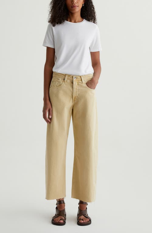 Ag Hattie Raw Hem High Waist Crop Barrel Jeans In Sulfur Golden Wheat