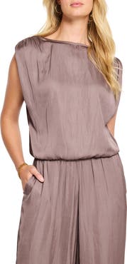 NIC+ZOE Glossy Sheen Ruched Satin Sleeveless Top