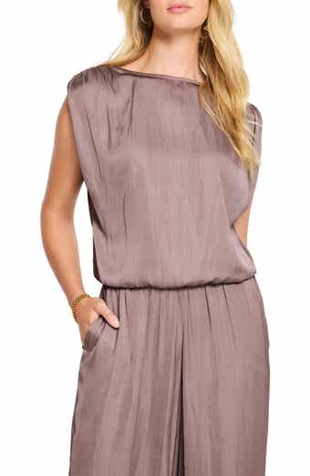 NIC+ZOE Glossy Sheen Ruched Satin Sleeveless Top
