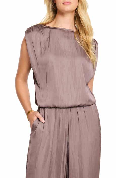NIC+ZOE Glossy Sheen Ruched Satin Sleeveless Top