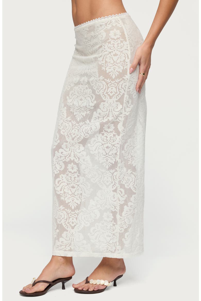 Violette Low Rise Sheer Lace Maxi Skirt, Alternate, color, CREAM