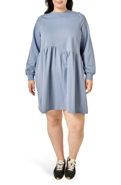 Asymmetrical Seam Knit Long Sleeve Dress