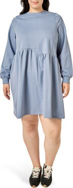 English Factory Asymmetrical Seam Knit Long Sleeve Dress