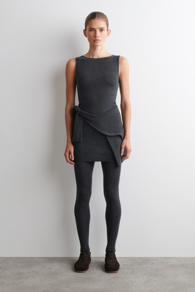 Seamless Merino Wool Mini Dress, Main, color, CHARCOAL MÉLANGE