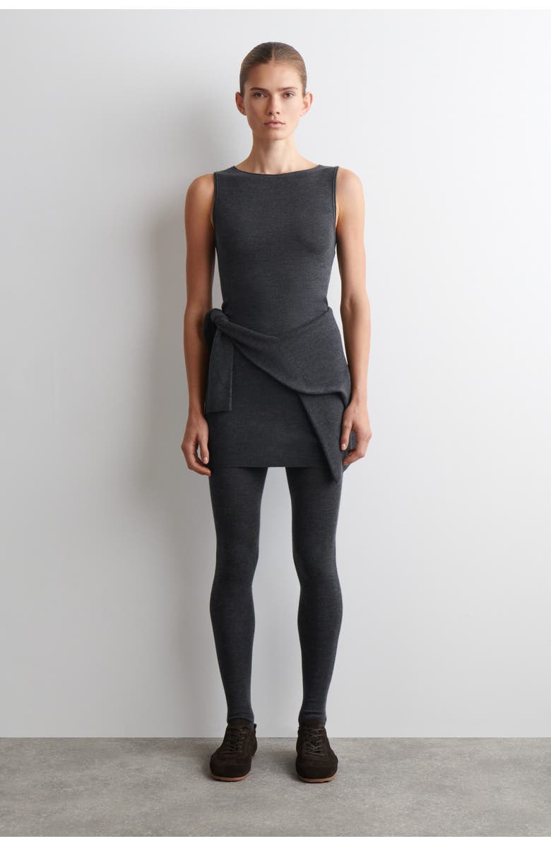 COS Seamless Merino Wool Mini Dress, Main, color, Charcoal Mélange