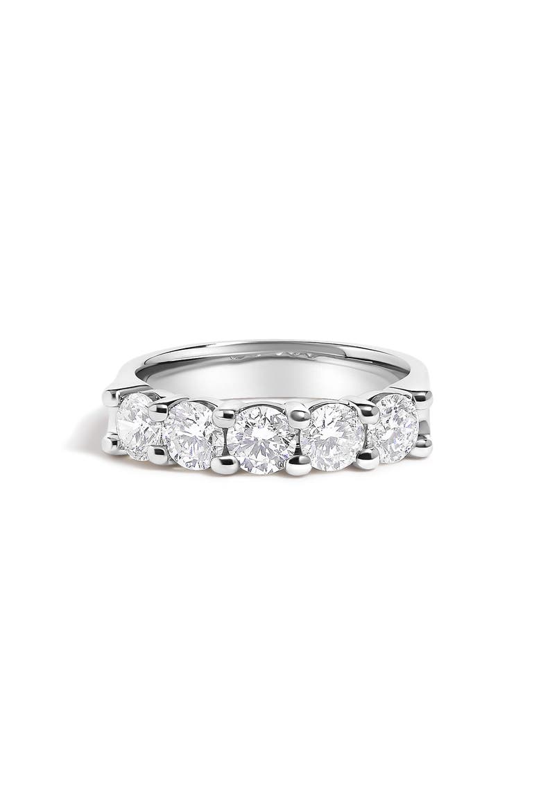 14K White Gold 1 1/2 Ctw Diamond 5 Stone Band Ring, Main, color, White Gold