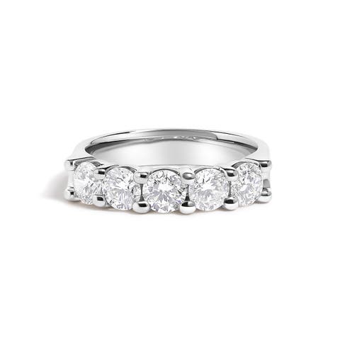 14K White Gold 1 1/2 Ctw Diamond 5 Stone Band Ring