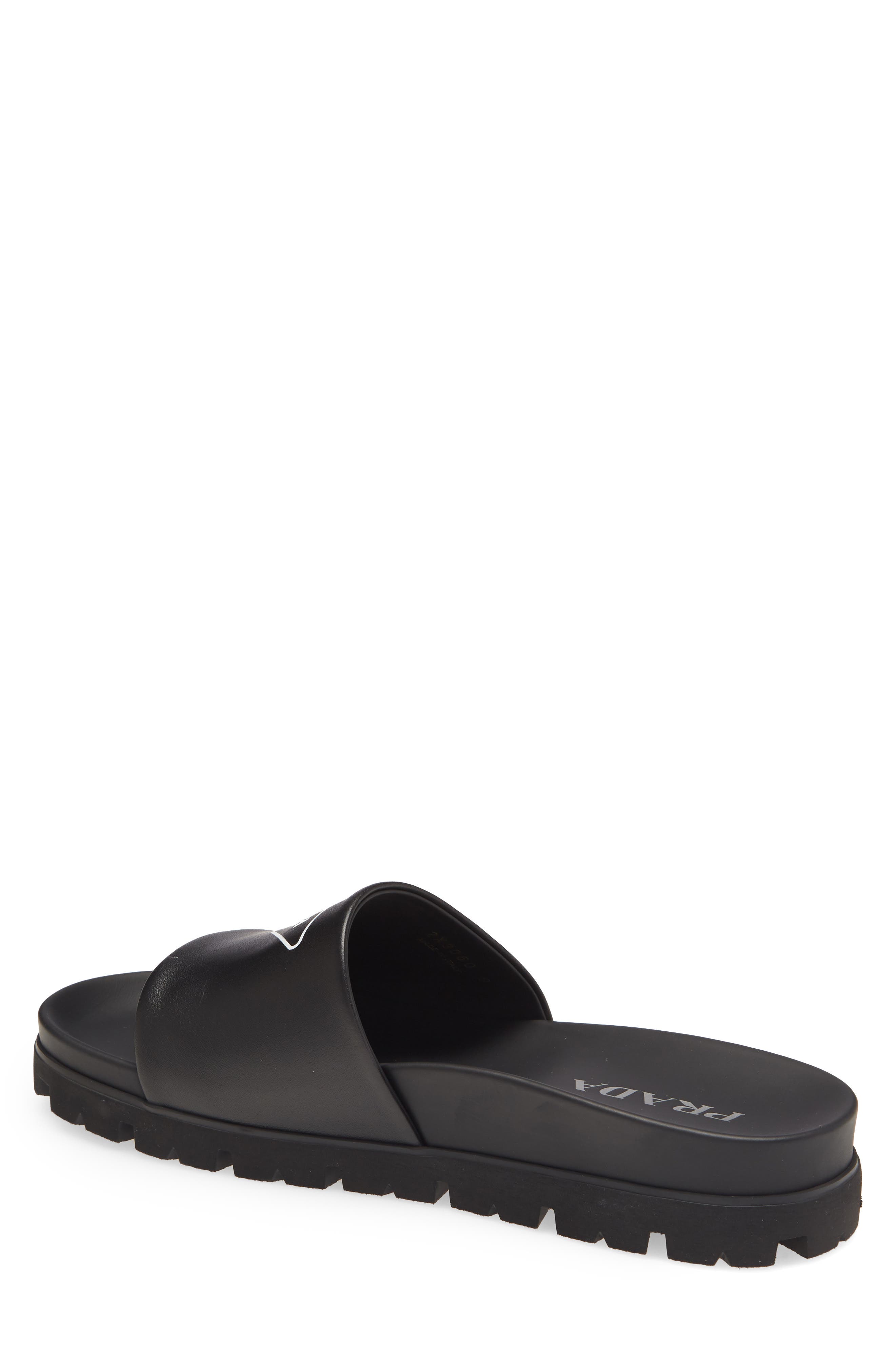Prada Logo Slide Sandal, Alternate, color, 
